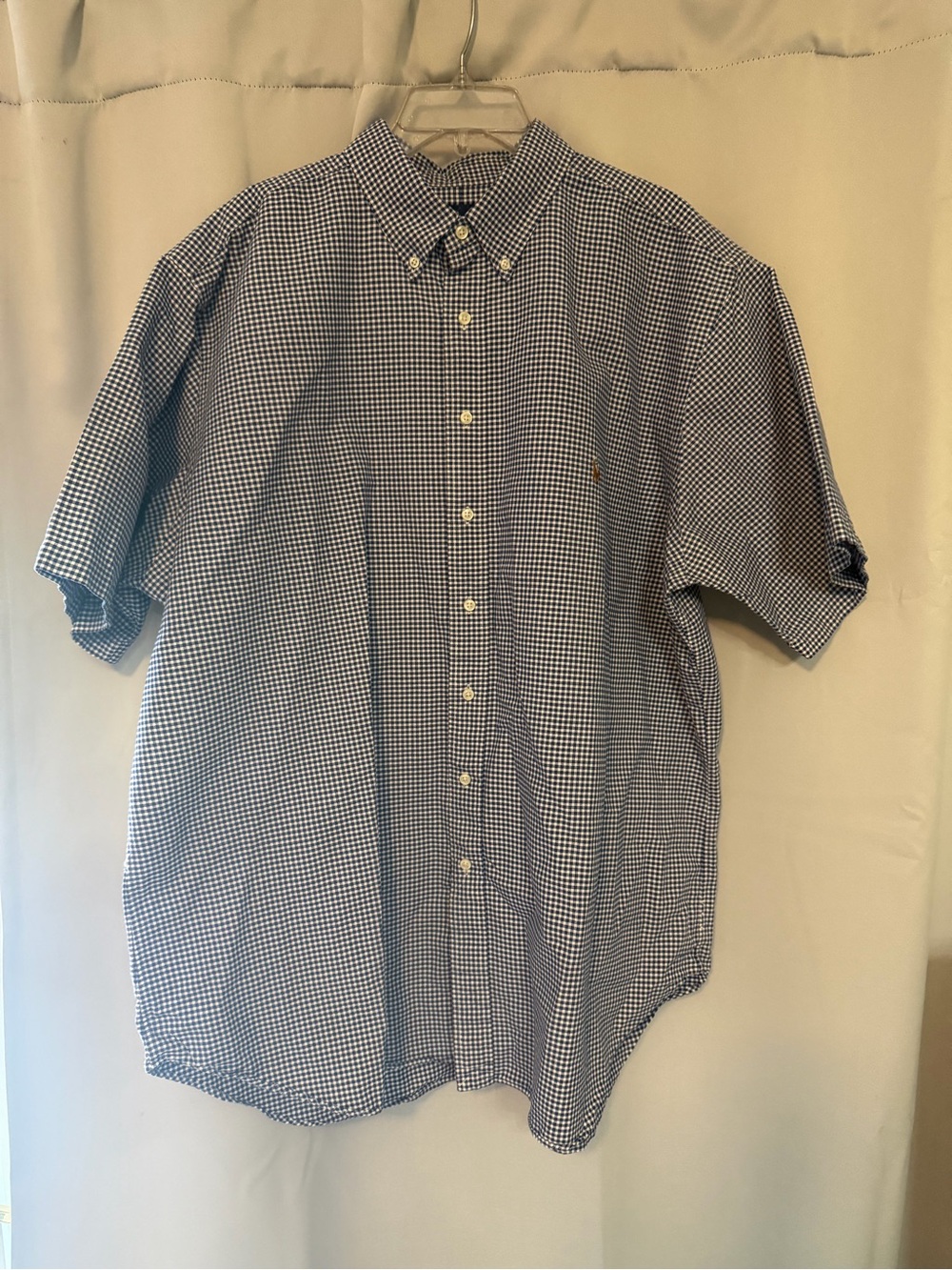 Ralph Lauren Blue & White Gingham Short-Sleeve Button-Down Shirt